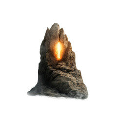 Mystical Fire Within a Stone Formation Glowing Light Emerging from Rock Crevice