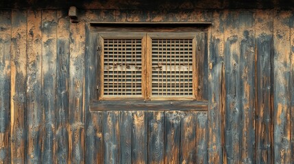 Wooden Window on Weathered Wall