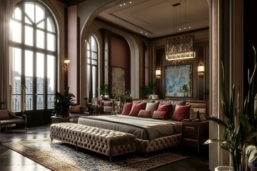 Modern Interior of a Hotel with Elegant Design and Luxurious Comfort