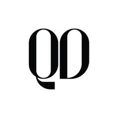 QD monogram logo design letter text name symbol monochrome logotype alphabet character simple logo
