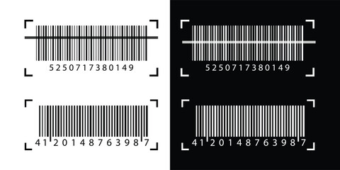 Simple barcode icons in black on isolated white background. Simple fake bar code. Barcode product distribution icon label Collection. vector.