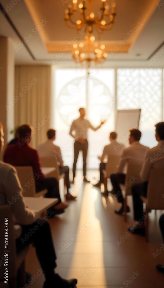Poster generative ai creating a business presentation in a modern conference room