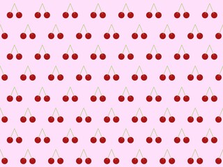 サクランボのシームレスパターン　A-2'