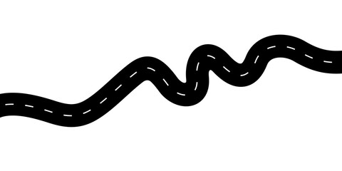 Fototapeta premium Curve asphalt road path. Highway winding route track. Vector isolated