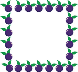Decorative square frame made with açaí berry elements. Ideal for graphic materials, health product packaging, menus, and natural-themed design projects.