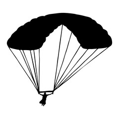 Silhouette of a Skydiver with Parachute in Flight