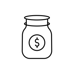 Savings account line icon vector, with editable stroke, ideal for finance apps, personal budgeting tools, and money saving visuals