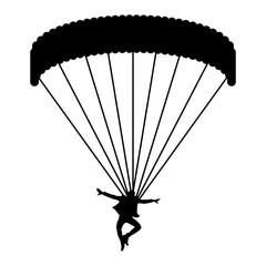 Silhouette of a Skydiver with Parachute in Flight