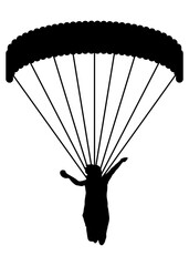 Silhouette of a Skydiver with Parachute in Flight