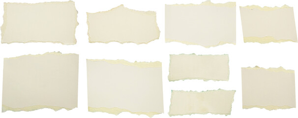 piece of white paper tear set isolated on white background