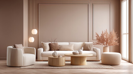 Fototapeta premium A modern living room with beige hues