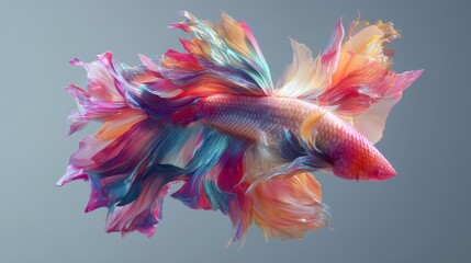 Obraz premium A vibrant and colorful betta fish swimming gracefully in a beautiful aquatic display.