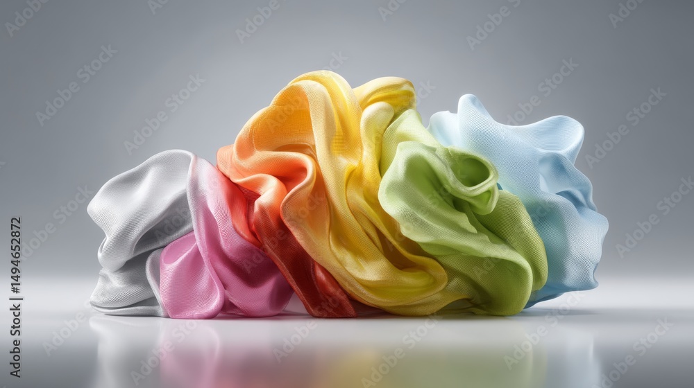 Poster a vibrant arrangement of colorful, flowing fabric creating an abstract visual.