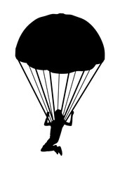 Silhouette of a Skydiver with Parachute in Flight