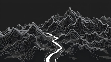 The grey white on black contours vector topography stylized height of the lines. The concept of a conditional geography scheme and the terrain path. Map vector terrain Illustration.