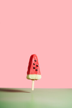 Watermelon popsicle isolate  ice cream on pink background