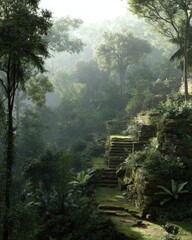 ancient hillside terraces with mossy stones showcasing timeless agricultural craftsmanship