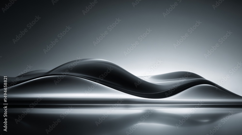 Poster abstract black and white waves create a modern and sleek visual effect.
