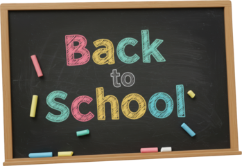 Colorful Chalkboard Back to School Announcement Education Classroom Supplies
