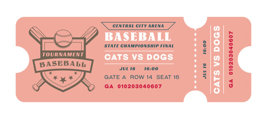 A beautiful Vintage Baseball Ticket Graphic Design showcasing a rich sports history