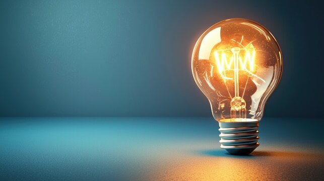 A glowing light bulb with the letters 'WW' on it, emitting a warm yellow glow against a dark blue background.