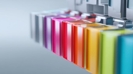 Fototapeta premium Close-up of vibrant ink cartridges for printing, showcasing bright colors and details.
