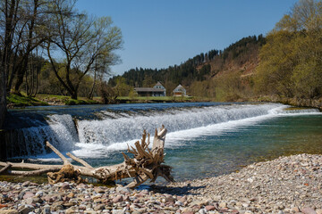 Dam on the Sora River at Visoko in Slovenia