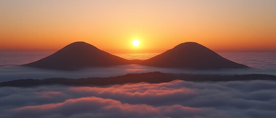 Sunrise over mountain peaks, cloudscape