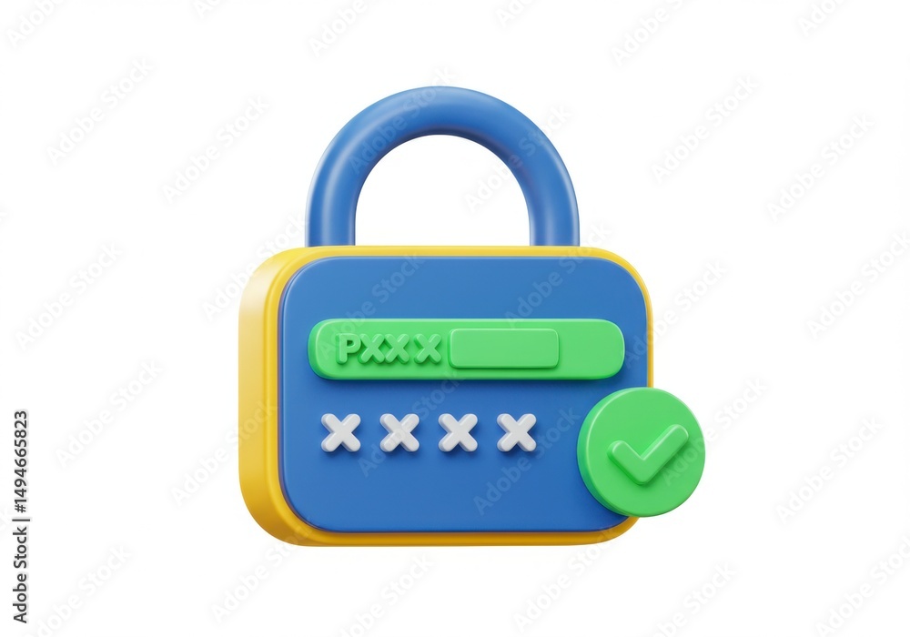 Poster entering correct password into padlock for security check