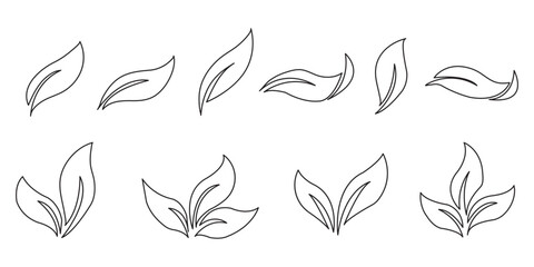 set of leaves green leaf nature art illustration vector sticker icon symbol graphic design environment plant