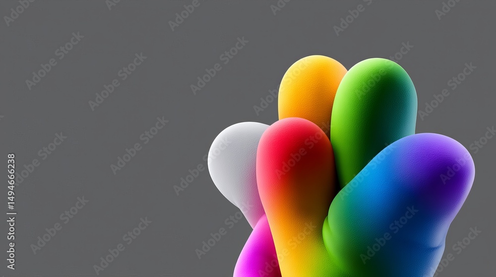 Aufkleber colorful abstract shapes intertwined on a gray background creating a vibrant visual.