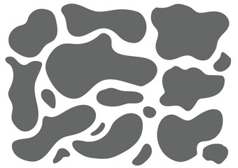 A Set of gray color liquid shapes on a white background. Irregular double.