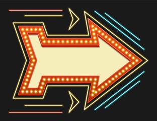 Retro american neon sign vintage sale banner and label with vibrant design that attract attention