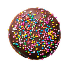 Chocolate donut with sprinkles isolated on transparent background