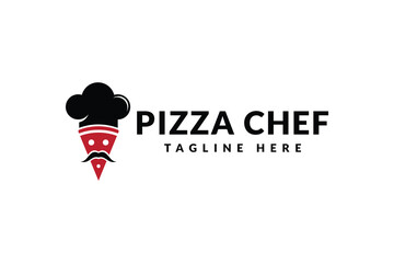pizza chef logo design. logo icon vector illustration silhouette