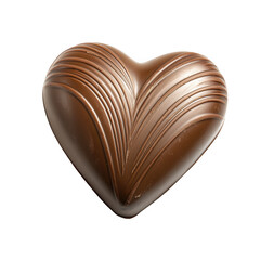 Obraz premium Chocolate heart candy, brown isolated on transparent background