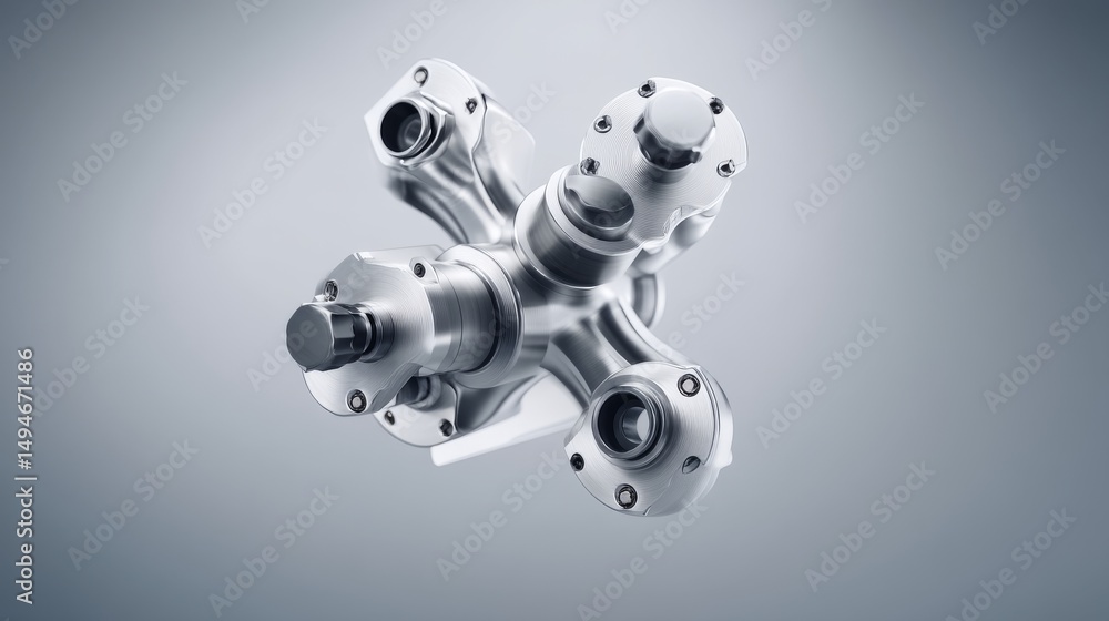 Poster detailed view of a metal machine component showcasing precision engineering.