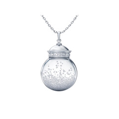 Fototapeta premium Elegant Silver and Diamond Sphere Pendant Necklace