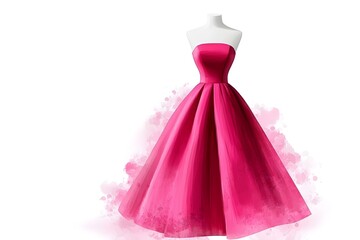 Obraz premium Elegant Pink Strapless Dress: A Minimalist Fashion Statement for Timeless Sophistication