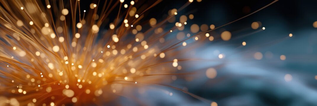 A close up of a bright orange and gold light that is scattered in a pattern. The light is shining on a dark background, creating a sense of warmth and energy. The image conveys a feeling of excitement