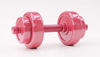 Obraz premium 3D rendered dumbbell set, isolated on a white background with cartoon plastic style.