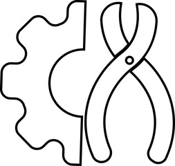 Repair tools and service icon Wrench, screwdriver and gear setting vector isolated on transparent background. Spanner perfect for diy crafting, and repair projects glyph symbol.