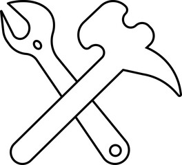 Repair tools and service icon Wrench, screwdriver and gear setting vector isolated on transparent background. Spanner perfect for diy crafting, and repair projects glyph symbol.