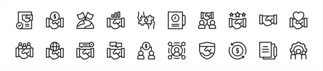 Set of Partnership icons. 20 sets of Partnership icons. Partnership icons. 