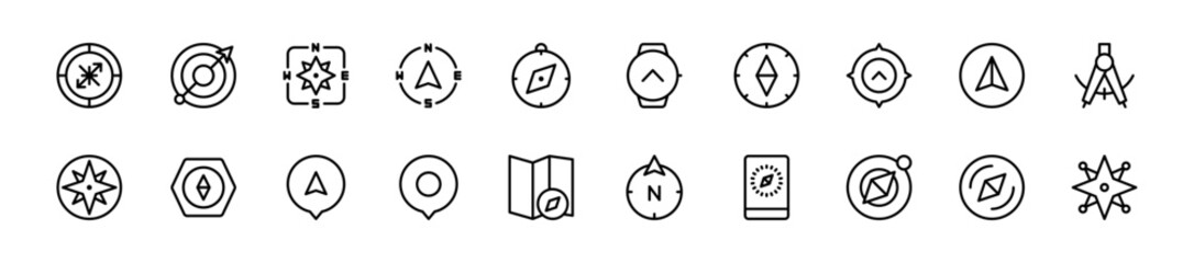 Set of Compass icons. 20 sets of Compass icons. Compass icons. 