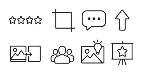 User interface line icons set – flat, outline, web and mobile design elements