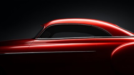 Sleek red vintage car silhouette on a dark background showcasing classic design.