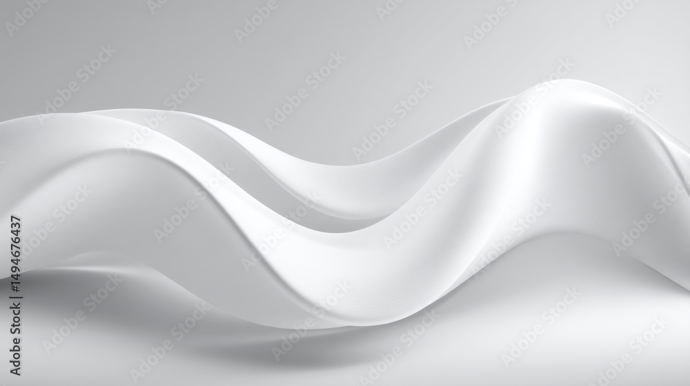 Poster smooth white fabric waves creating a serene, calm visual effect on a neutral background.