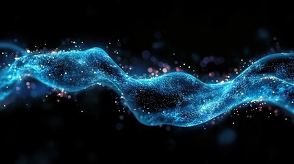 A microscopic view of glowing DNA strands twisting in a dark background