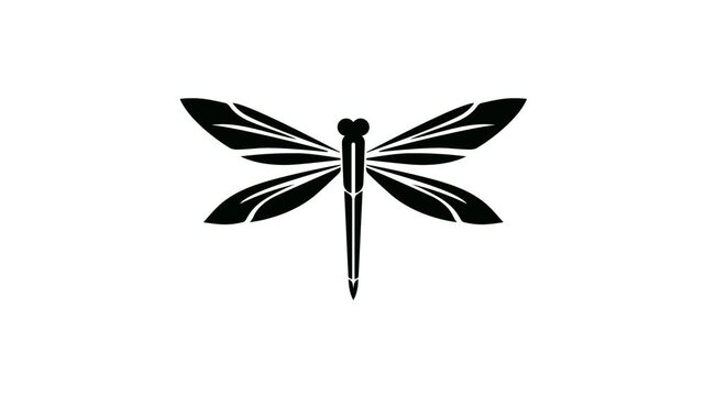 A sleek and minimalist dragonfly logo animation, perfect for branding and design projects. The clean, black-and-white aesthetic adds a touch of sophistication and nature-inspired elegance